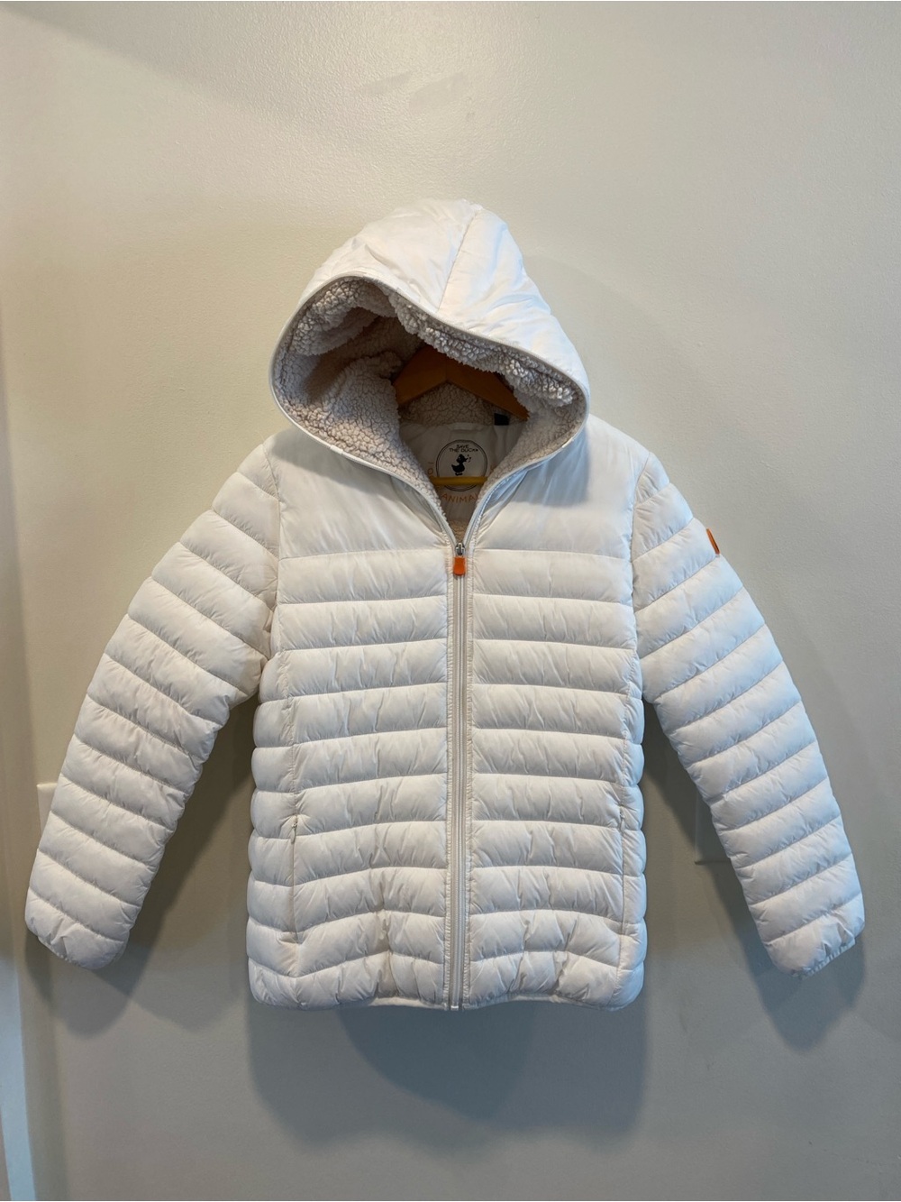 Save The Duck Youth Quilted Puffer Jacket Sherpa Hood Size 14 animal free